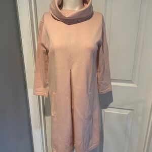 TYLER BOES PEACH COWL NECK LONG SWEATER CARDIGAN COTTON W FRONT POCKETS S/Small